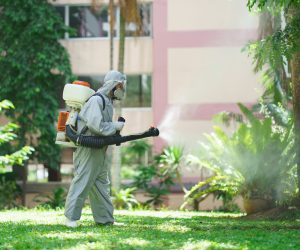 Disinfectant sprayers and germs that adhere on objects on the surface. prevent infection Covid 19 viruses or coronavirus And various pathogens. concept healthcare system ,stay safe and hand sanitizer.